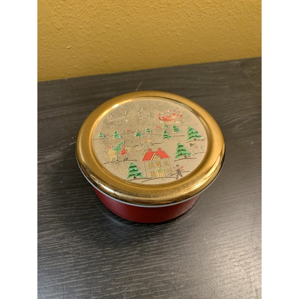 Jamestown China Christmas Chokin Covered Trinket Box Santa~Japan 24k gold trim